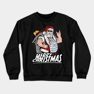 Merry Christmas cool tattooed santa claus with sunglasses Crewneck Sweatshirt